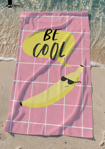 BE COOL - MUZ DESENLİ DİJİTAL BASKILI RENKLİ PLAJ HAVLUSU