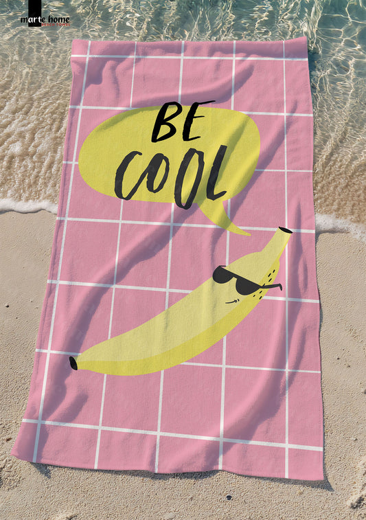 BE COOL - MUZ DESENLİ DİJİTAL BASKILI RENKLİ PLAJ HAVLUSU