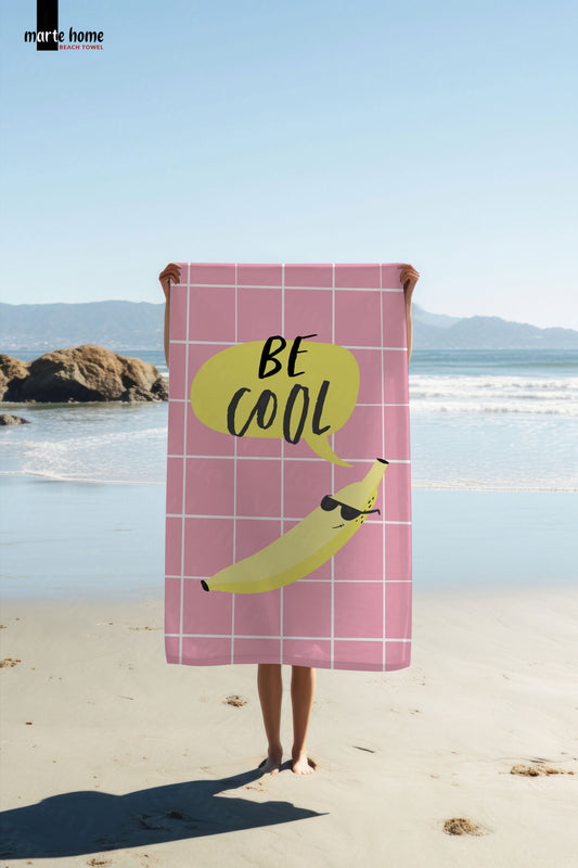 BE COOL - MUZ DESENLİ DİJİTAL BASKILI RENKLİ PLAJ HAVLUSU