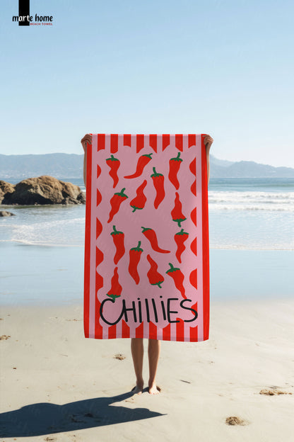 CHİLLİES - BİBER BASKILI RENKLİ PLAJ HAVLUSU - 75x150 CM