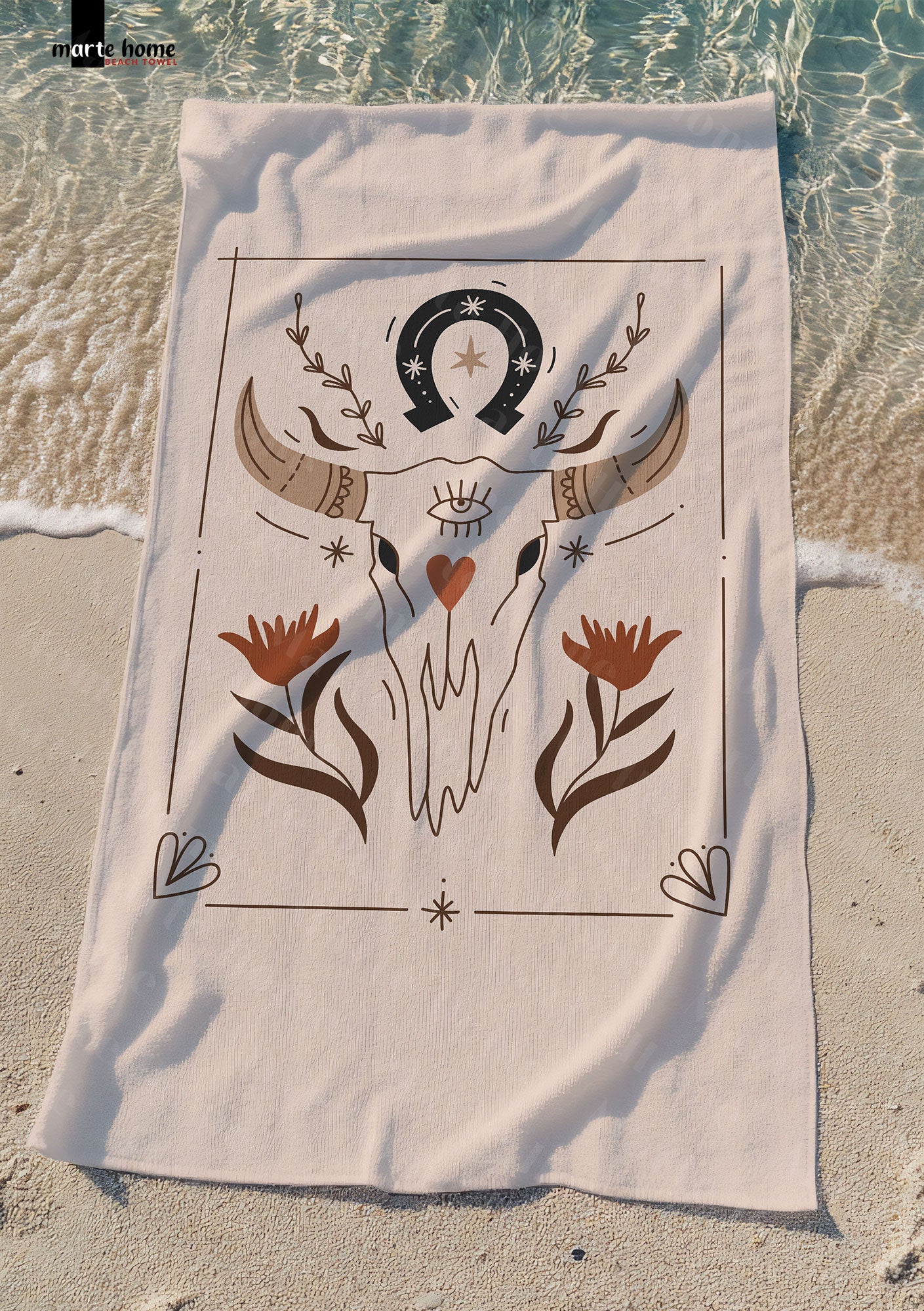 BOHO DESENLİ DİJİTAL BASKILI RENKLİ PLAJ HAVLUSU