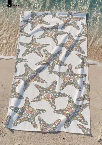 SEA STARS - DENİZ YILDIZI DESENLİ DİJİTAL BASKILI RENKLİ PLAJ HAVLUSU