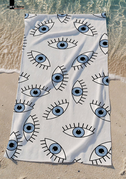 EYES - GÖZ DESENLİ DİJİTAL BASKILI RENKLİ PLAJ HAVLUSU