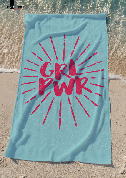 GRL PWR - DESENLİ DİJİTAL BASKILI RENKLİ PLAJ HAVLUSU