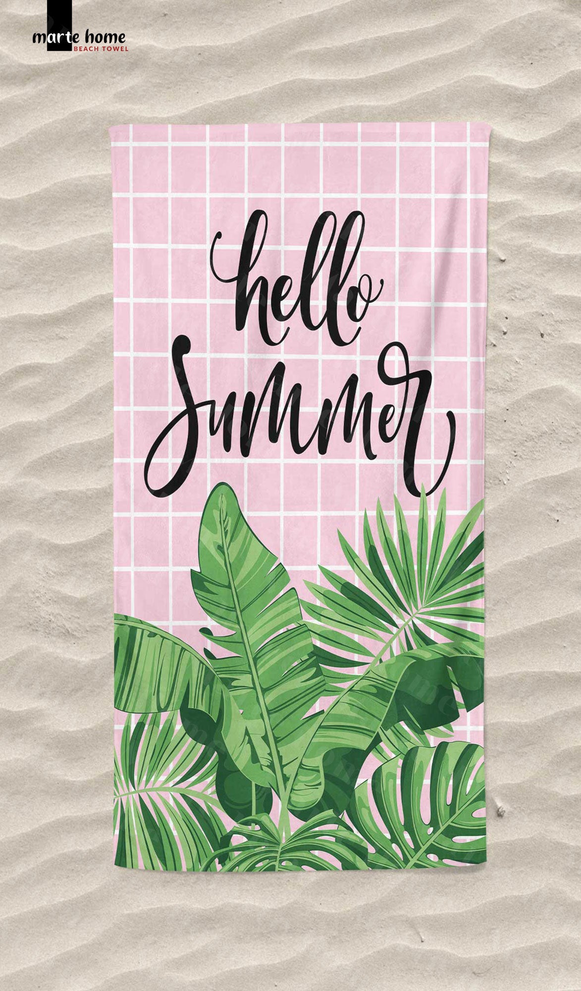 SUMMER - DESENLİ DİJİTAL BASKILI RENKLİ PLAJ HAVLUSU