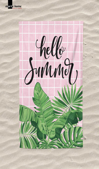SUMMER - DESENLİ DİJİTAL BASKILI RENKLİ PLAJ HAVLUSU