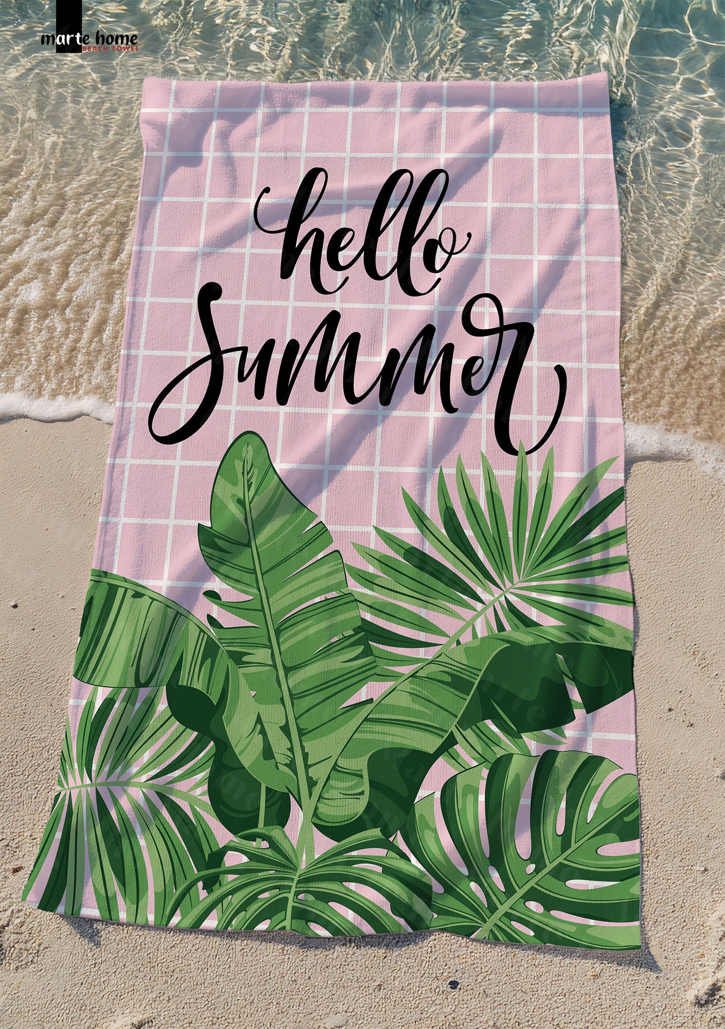 SUMMER - DESENLİ DİJİTAL BASKILI RENKLİ PLAJ HAVLUSU