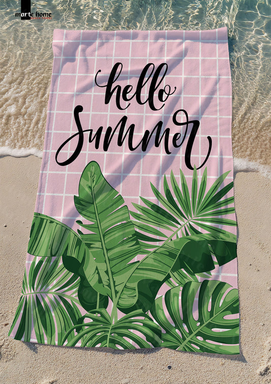 SUMMER - DESENLİ DİJİTAL BASKILI RENKLİ PLAJ HAVLUSU
