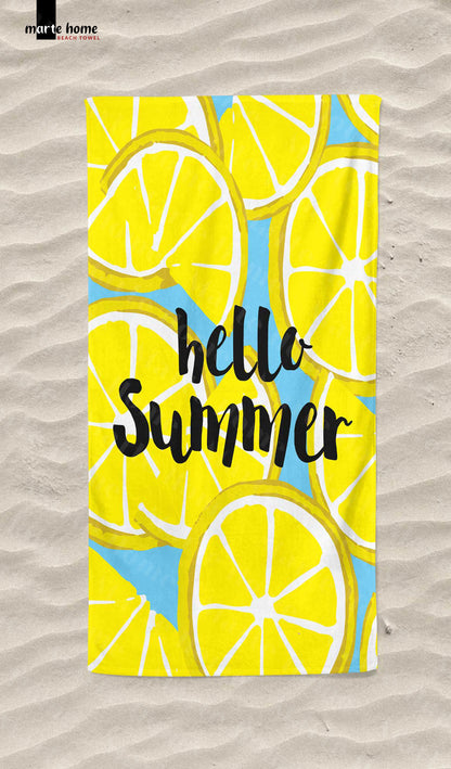 SUMMER - LİMON DESENLİ DİJİTAL BASKILI RENKLİ PLAJ HAVLUSU