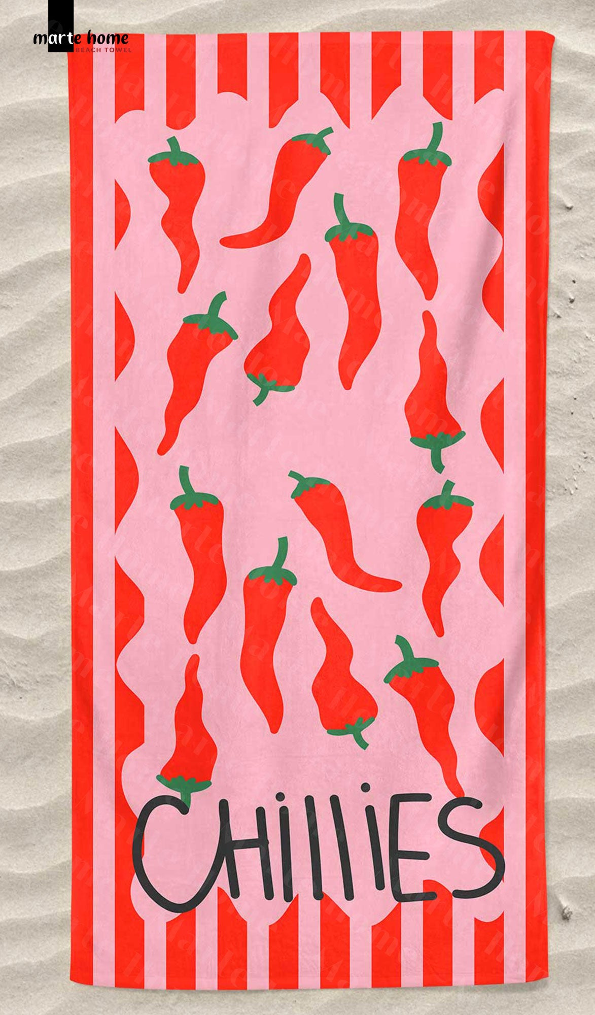 CHİLLİES - BİBER BASKILI RENKLİ PLAJ HAVLUSU - 75x150 CM