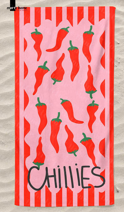 CHİLLİES - BİBER BASKILI RENKLİ PLAJ HAVLUSU - 75x150 CM