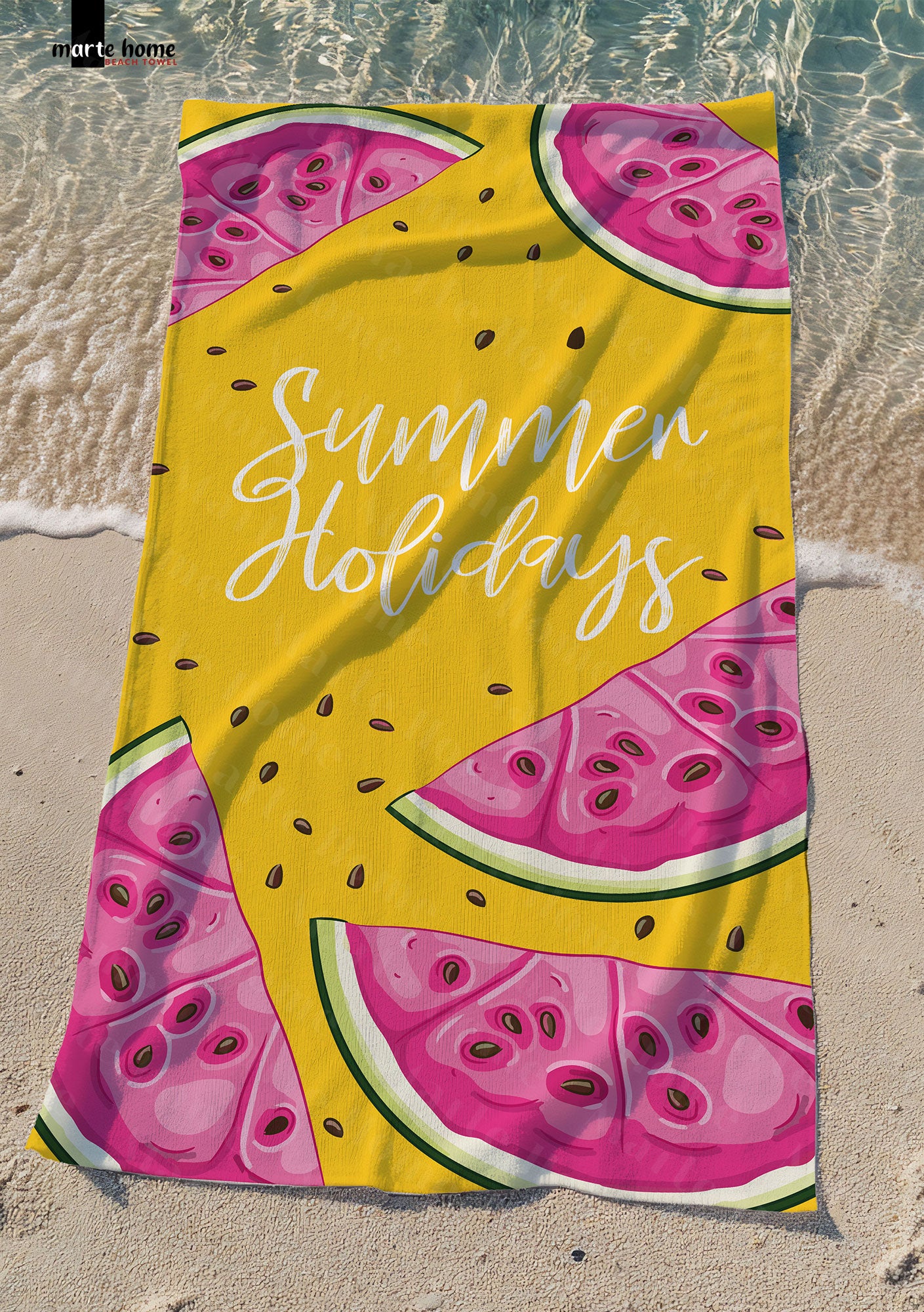 SUMMER HOLIDAYS - DESENLİ DİJİTAL BASKILI RENKLİ PLAJ HAVLUSU