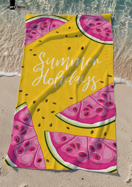 SUMMER HOLIDAYS - DESENLİ DİJİTAL BASKILI RENKLİ PLAJ HAVLUSU