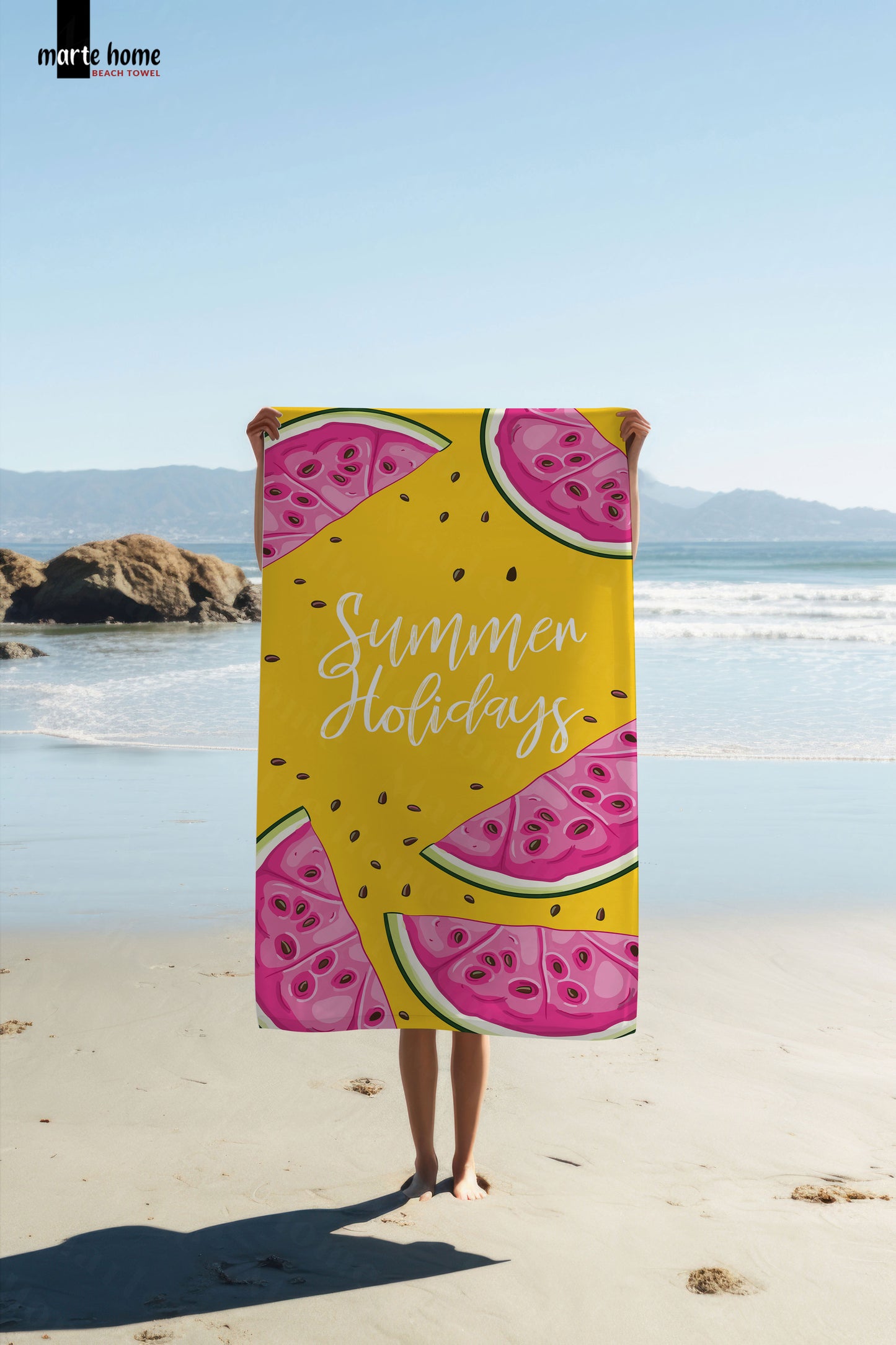 SUMMER HOLIDAYS - DESENLİ DİJİTAL BASKILI RENKLİ PLAJ HAVLUSU
