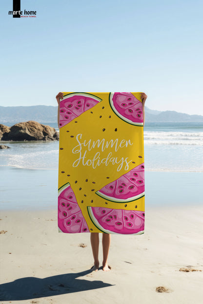 SUMMER HOLIDAYS - DESENLİ DİJİTAL BASKILI RENKLİ PLAJ HAVLUSU