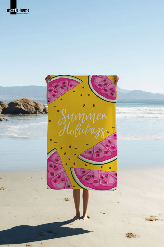 SUMMER HOLIDAYS - DESENLİ DİJİTAL BASKILI RENKLİ PLAJ HAVLUSU