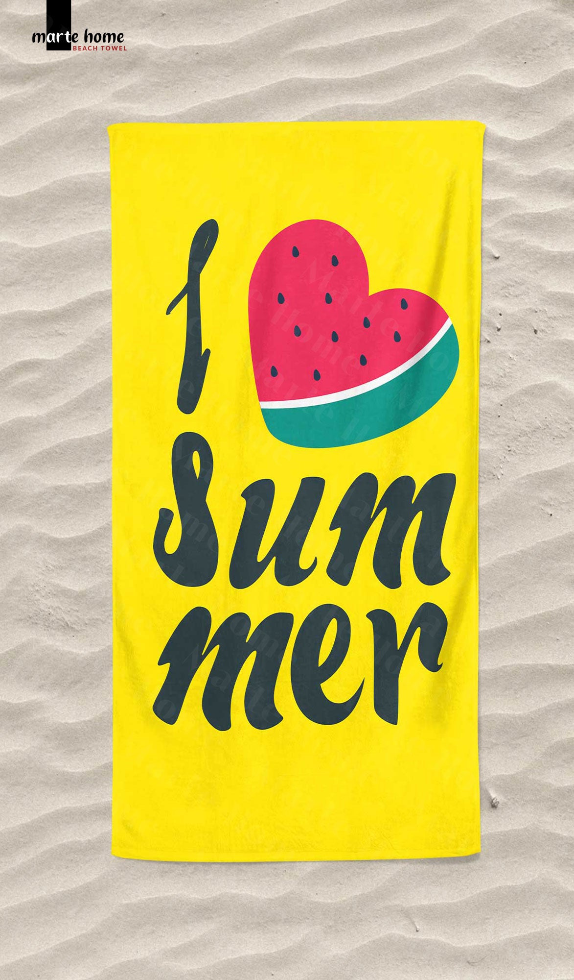 I LOVE SUMMER DESENLİ DİJİTAL BASKILI PLAJ HAVLUSU