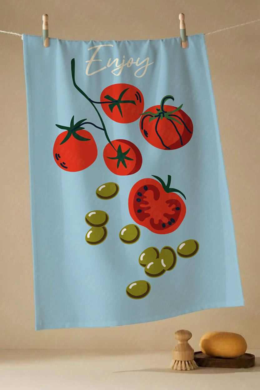 BON APPETİT - RENKLİ BASKILI 4'LÜ SET 40x60 MUTFAK HAVLUSU, KURULAMA BEZİ