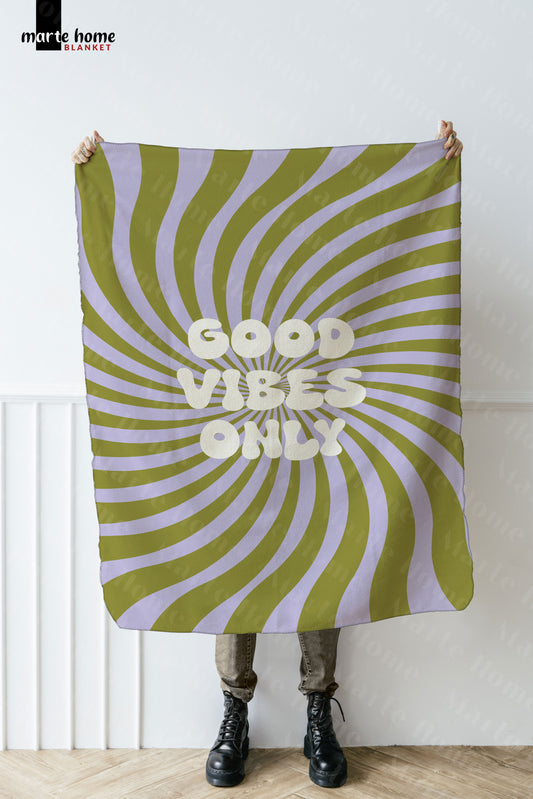 GOOD VIBES ONLY POLAR TV BATTANİYESİ 100X170 CM TEK TARAF BASKILI YEŞİL