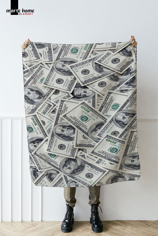 Dolar Desenli Tek Taraflı 100x170 Cm Polar Tv Battaniyesi
