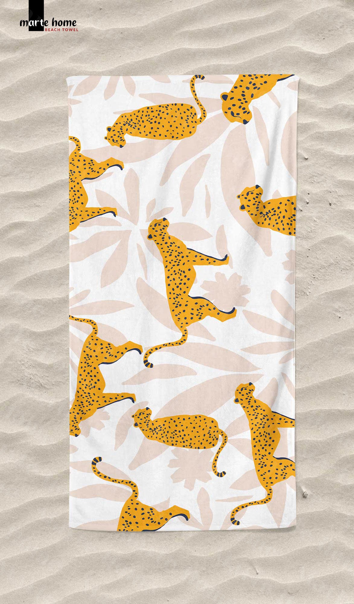LEOPARD - LEOPAR DESENLİ DİJİTAL BASKILI RENKLİ PLAJ HAVLUSU