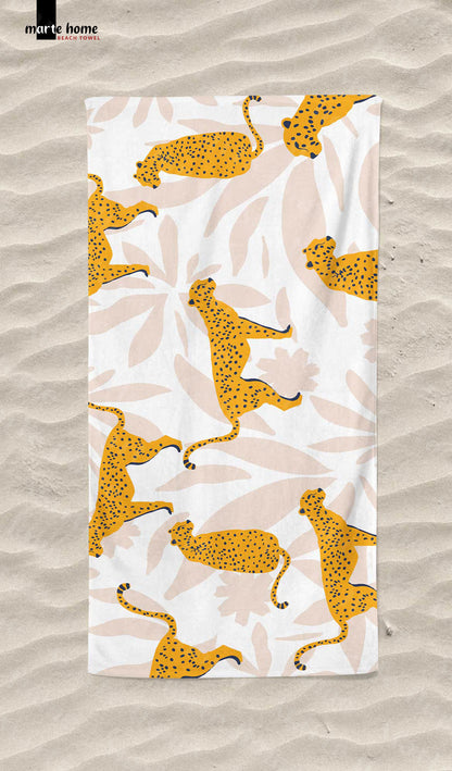 LEOPARD - LEOPAR DESENLİ DİJİTAL BASKILI RENKLİ PLAJ HAVLUSU