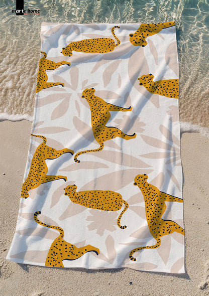 LEOPARD - LEOPAR DESENLİ DİJİTAL BASKILI RENKLİ PLAJ HAVLUSU