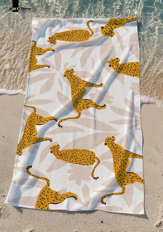 LEOPARD - LEOPAR DESENLİ DİJİTAL BASKILI RENKLİ PLAJ HAVLUSU