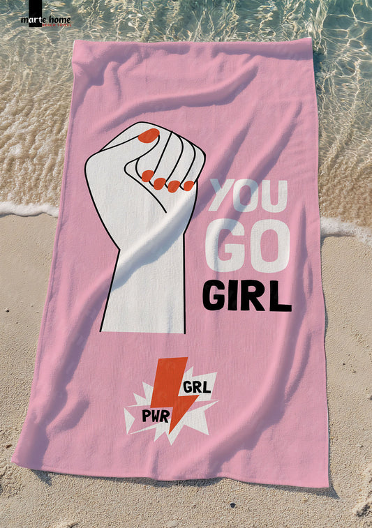 YOU GO GIRL - DESENLİ DİJİTAL BASKILI RENKLİ PLAJ HAVLUSU