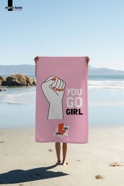 YOU GO GIRL - DESENLİ DİJİTAL BASKILI RENKLİ PLAJ HAVLUSU