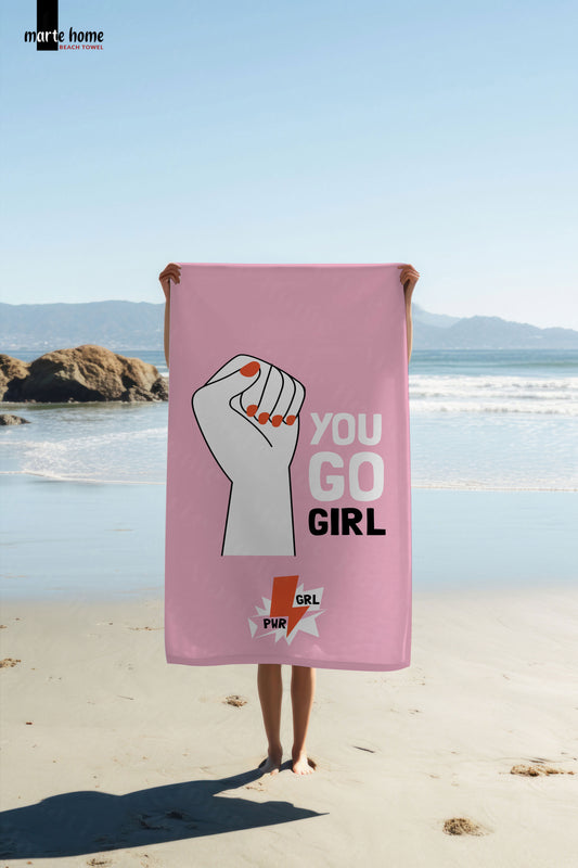 YOU GO GIRL - DESENLİ DİJİTAL BASKILI RENKLİ PLAJ HAVLUSU